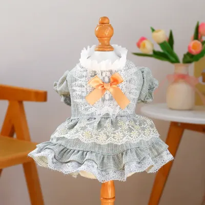 Lace Tulle Dress Flower Bowknot Dress for Dogs