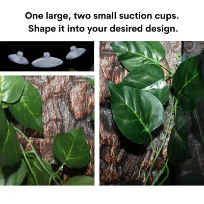 Reptile tank hanging plants with suction cups (5) Decorative climbing plants for reptile cages