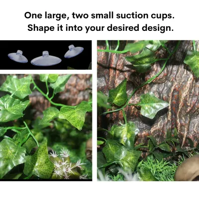 Easy-to-install reptile decor with suction cups