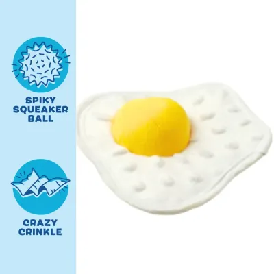 Sunny-Side-Up Egg Squeaky Dog Plush Toy