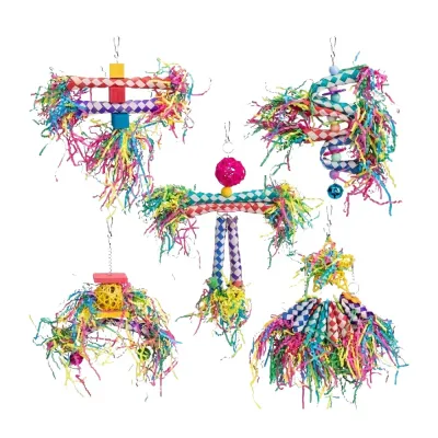 Durable Braided Tube Design Bird Gnawing Toys parro 5PCS Durable Braided Tube Design Bird Gnawing Toys Set