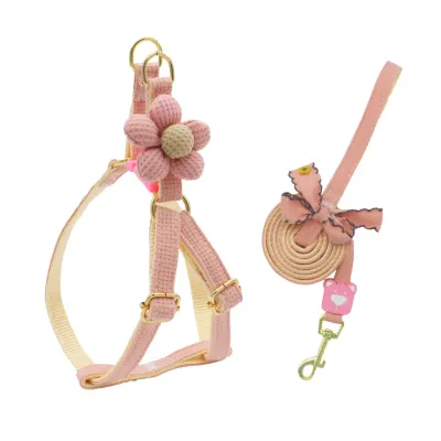 Pink Dog Leash and Harness Set