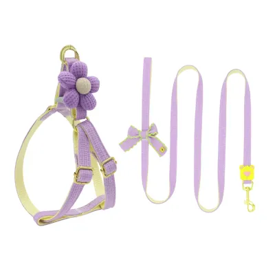 Purple Dog Leash and Harness Set