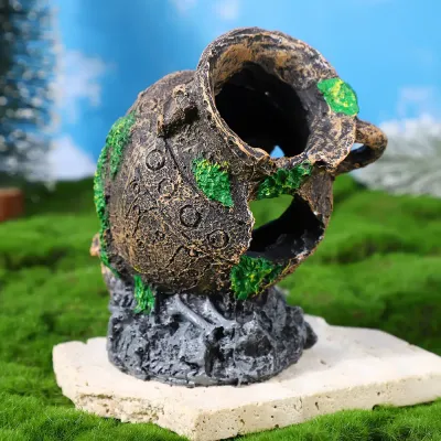 Sunken barrel aquarium decor for realistic underwater scenery (5) Ideal for aquarium hobbyists and pet store product lines