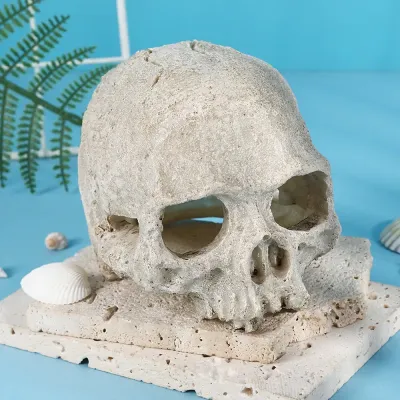 Halloween skull decoration for aquarium (3) Skull resin ornament for aquarium setup