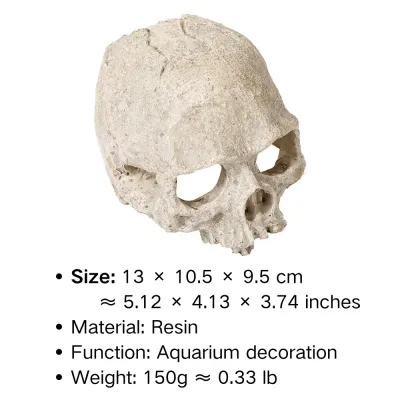 Halloween skull decoration for aquarium (1) Creepy skeleton head aquarium accessory