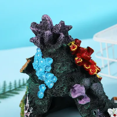 Resin coral reef rock decoration for aquariums (3) Enhances marine-style aquascaping themes