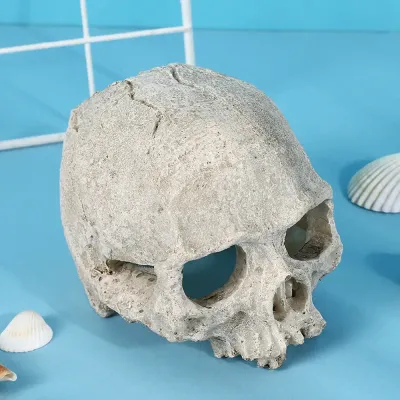 Halloween skull decoration for aquarium (2) Unique aquarium prop for spooky ambiance