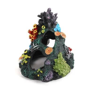 Resin coral reef rock decoration for aquariums (6) Multi-hole reef design ideal for fish and shrimp hiding