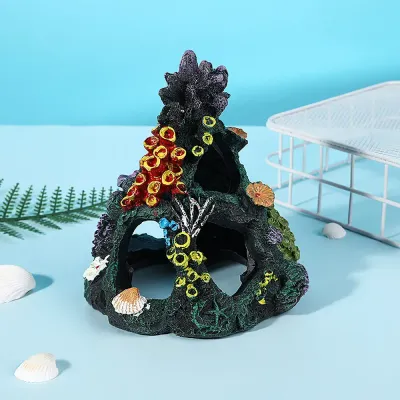 Resin coral reef rock decoration for aquariums (2) Ideal for freshwater and saltwater tanks