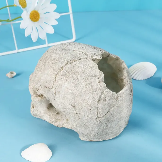 Halloween skull decoration for aquarium (5) Fish tank skeleton skull house for hiding