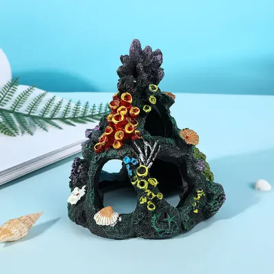 Resin coral reef rock decoration for aquariums (5) Durable resin construction safe for all aquatic environments