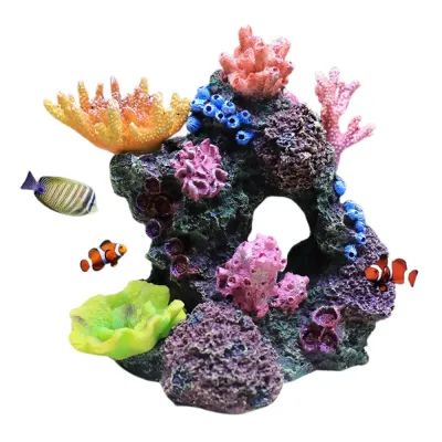 Realistic coral and mountain design for fish tanks (4) Artificial coral tree for aquarium use with vibrant colors