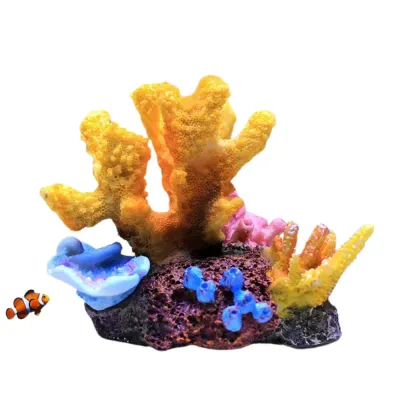 Decorative coral tree kit with faux rock and plant elements