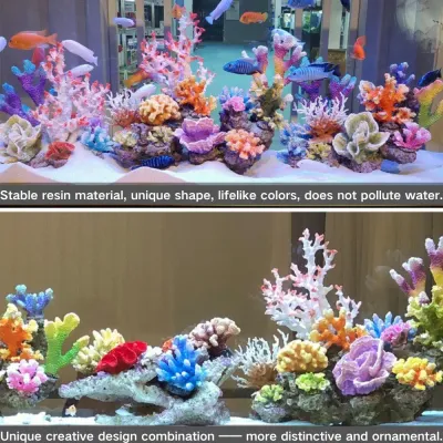 Complete coral tree decor kit for aquarium landscapes (2) Complete Decoration Kit: Includes coral tree, rock structures, and detailed accents for an instant aquascape look.