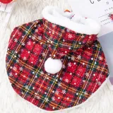 Plaid Pet Christmas Cape Cloak