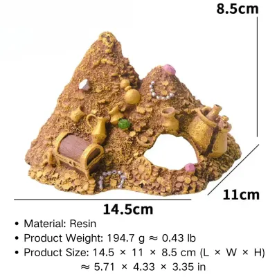 Fish tank decor resin cave for small aquatic creatures