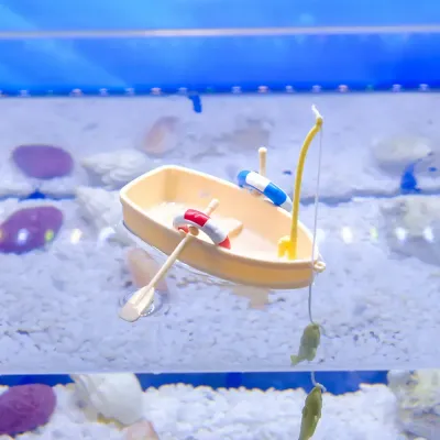 Floating mini boat for aquarium surface decor (6) Fun and unique fish tank float accessory for stores