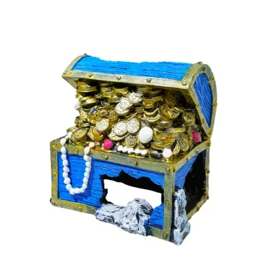 Resin treasure chest diver decor for aquariums (1) Underwater treasure box with diver for fish tank scenery