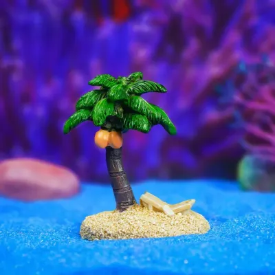 Mini tropical island decor for freshwater tanks