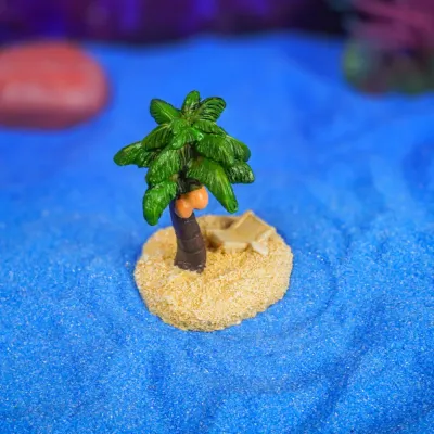 Coastal-themed aquarium decoration for retail display