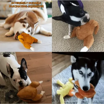 Roast Chicken Plush Squeaky Stuffed Chew Toy for Dogs