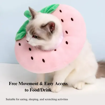 Soft Plush Cat Recovery Collar Fruit Style Anti Licking Neck Ring