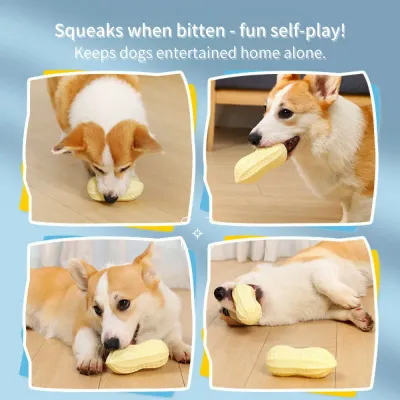 Interactive Peanut Shaped Squeaky Dog Chew Toy
