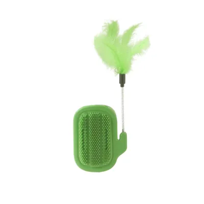1PC Cactus Style Cat Self Groomer Brush with Feather Toy
