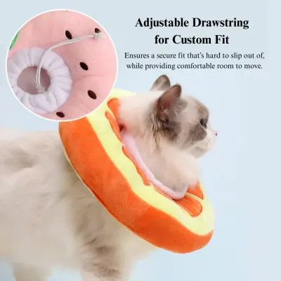 Soft Plush Cat Recovery Collar Fruit Style Anti Licking Neck Ring