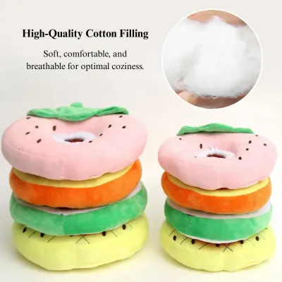 Soft Plush Cat Recovery Collar Fruit Style Anti Licking Neck Ring
