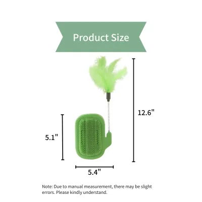 1PC Cactus Style Cat Self Groomer Brush with Feather Toy