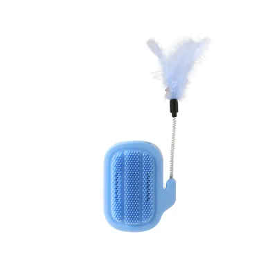 1PC Cactus Style Cat Self Groomer Brush with Feather Toy