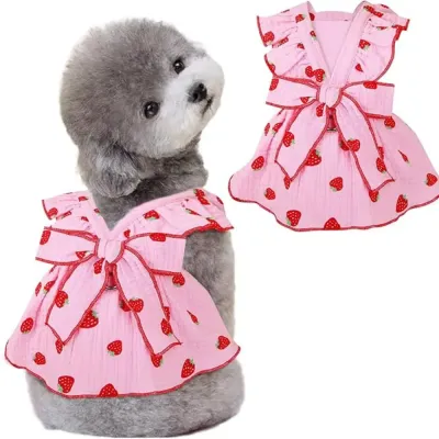 Perfect for retail displays, this cotton dog dress includes a convenient leash ring for walks or outings.