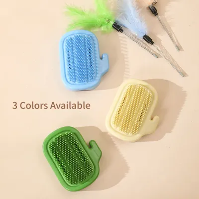 1PC Cactus Style Cat Self Groomer Brush with Feather Toy