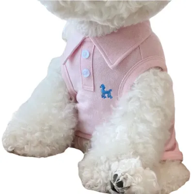 dog t shirts (2) "Solid color pet polo shirt with classic collar and premium embroidery for a stylish appearance."