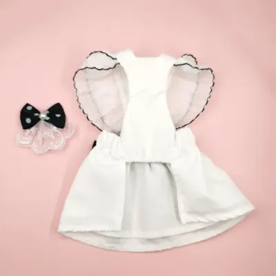 dog dress clothes (1) "Elegant pet dress with bow accent, matching necklace and hair clip, perfect for special occasions or everyday wear."