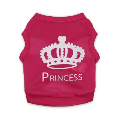 dog t shirts (5) "Breathable pet air conditioner vest with glitter crown print, perfect for small and medium breeds in summer."