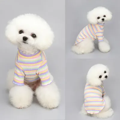 dog clothes dresses (11) "Colorful striped design perfect for retail displays, boutiques, and fashion-forward pet clothing lines."