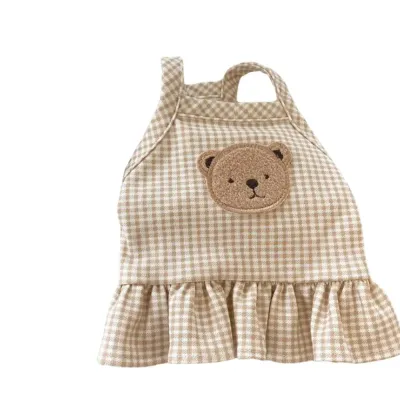 dog clothes dresses (1) "Plaid bear vest for small and medium-sized dogs and cats, stylish and lightweight."