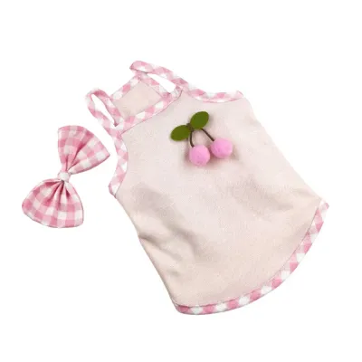 dog clothes dresses (7) "Classic plaid pattern with bow tie for a cute and fashionable pet dress."
