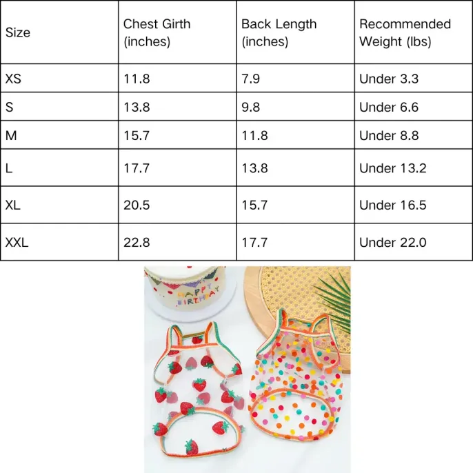 "Breathable pet camisole vest – provides sun protection for dogs and cats in warm weather."