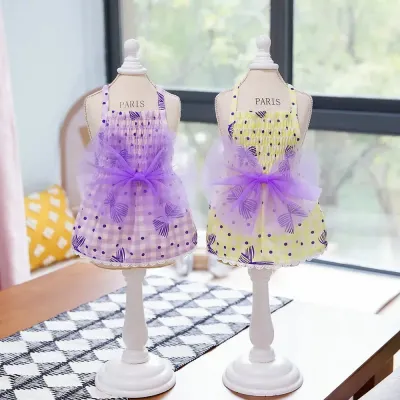"Purple wedding dog dress with tank top design – comfortable, elegant, and made for festive occasions."