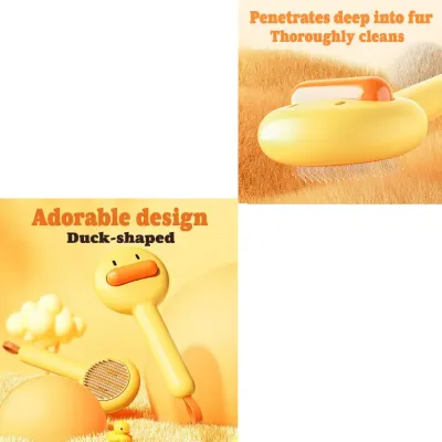 "Cute duck-shaped grooming brush – ideal for long and short coats, suitable for both cats and dogs."