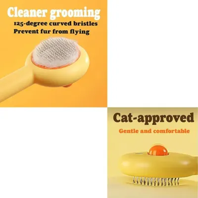 "Easy-to-use self-cleaning pet brush – ensures a gentle, tangle-free brushing experience for all fur types."