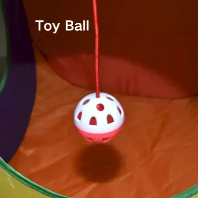 Foldable cat tunnel with toy ball