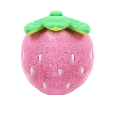 1 Piece Durable Plush Strawberry Shape Squeaky Toy for Dogs and Cats