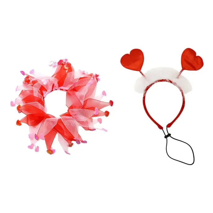 Valentine Day Pet Decoration Set Dog Neckband Headband Party Accessories Valentine Day Pet Decoration Set Dog Neckband Headband Party Accessories