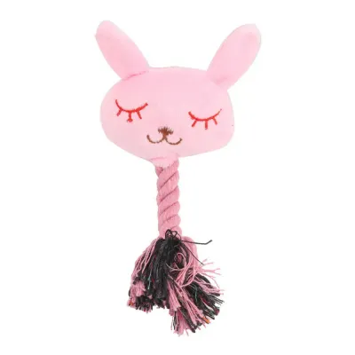 Plush Cow Frog Rabbit Squeaky Rope Toys for Dogs and Cats