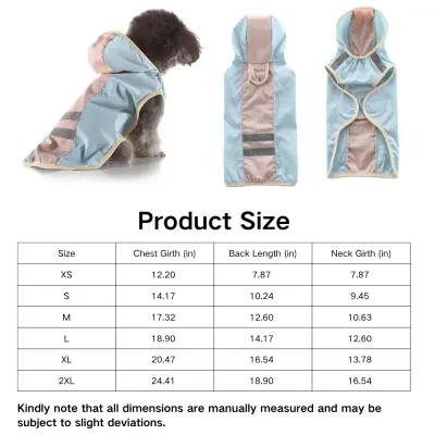 Dog Raincoat Size Dog Raincoat Size